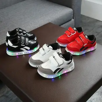 

Kids Toddler Shoes Led Glowing Sneakers With Light Children Running Shoes Hook Loop Fashion Luminous Sport Shoes For Girls Boys