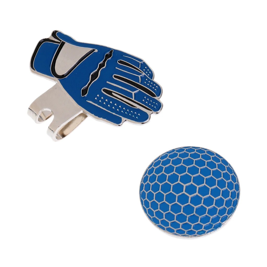 2 Pcs Novelty Golf Hat Clip W/  Ball Marker Great Gift - Blue+Black