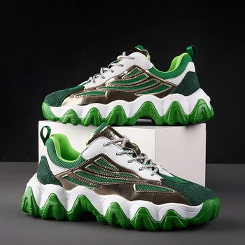 

2020 Casual Shoes Men Comfortable Fashion Mesh Shoes Spring And Autumn Homme Chunky Men Platform Sneakers Size 39-44 Green