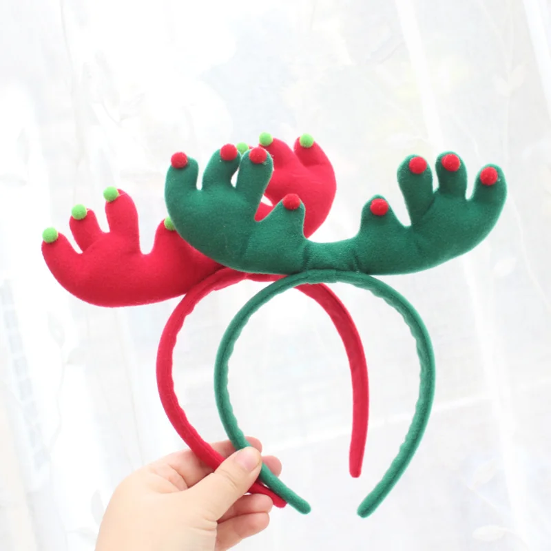Christmas Hairbands Oversize velvet bow hair band For Women Girls Lovely Cartoon Antlers Headband Hair Accessories Photo props