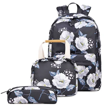 

Floral Girls Backpack for School Lightweight Bookbags Satchel College Bags Teen Girls Kids School Bag Set Women Travel Daypack