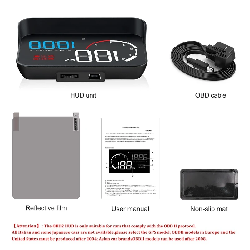 M10 Hud автомобильный Obd2 Компьютерный дисплей Obd Hud цифровой спидометр лобовое стекло проектор Obdii Rpm износ автомобиля км/ч Mph Al