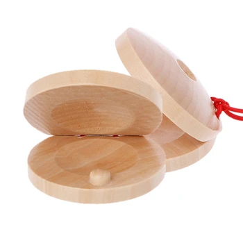 

Wooden Castanets Wood Percussion Flamenco Musical Instrument Kids Children Toys