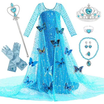 

Girls Princess Dress Kids Flower Costume Set Snow Queen 2 Children Birthday Party Fancy Cosplay Christmas Girls Dress