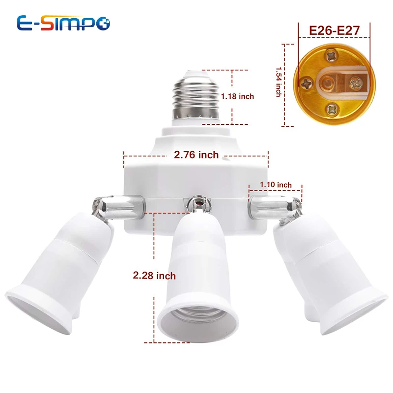 6+1 E26 E27 Adapter Converter 7 in 1 for Standard Light Bulbs 360 Degrees Adjustable 180 Degree Bendable,