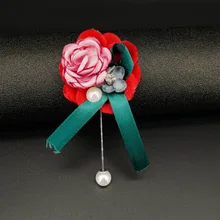 [Рисунок Oumuli] Женская модная простая длинная брошь в этническом стиле, красивая розовая ткань, Корсажная одежда