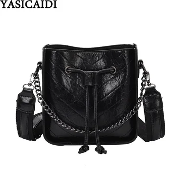 

YASICAIDI Flap Striped Leather Handbag Chain Top-Handle Ladies Hand Bags Solid PU Zipper Purse Small Crossbody Bags For Women