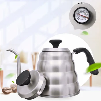 

Coffee Maker Pot Stainless Steel Coffee Pot Long Spout Kettle Gooseneck Drip Coffee Kettle Thermometer Pour Over Teapot
