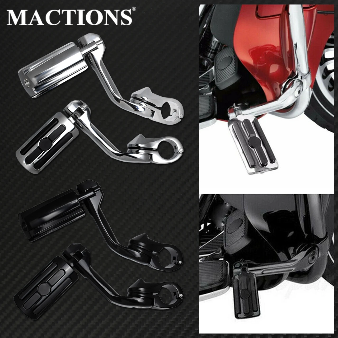 32mm 1.25" Long Angled Clamps Highway Motorcycle Footpegs Mounting Kit Pedels 