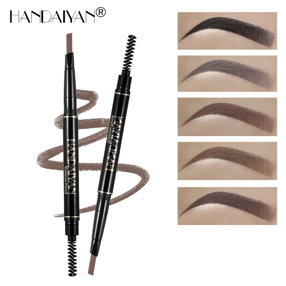 

Eyebrow Pencil Waterproof Double Ended Tattoo Eyebrow Pen Brow Brush Long Lasting Rotatable Triangle Brown Eye Brow Pencil