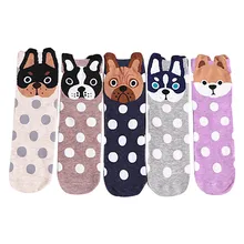 5 пар, милые хлопковые женские носки с рисунками из мультфильмов, милые женские носки средней длины в горошек для взрослых и женщин, милые повседневные носки для скейтборда Fuuny z1120