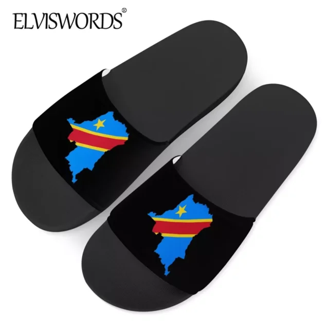 Сандалии ELVISWORDS женские с принтом флага Республики Конго удобные домашние