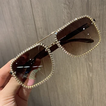 

Vintage Women sunglasses Qualtiy sun glasses men Bling Diamond square shades for womem oculos de sol feminino eyewear