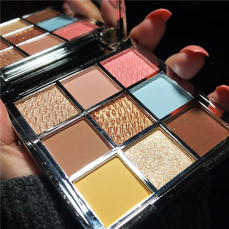 Палитра теней для век 9 цветов мерцающие матовые блестящие тени естественные