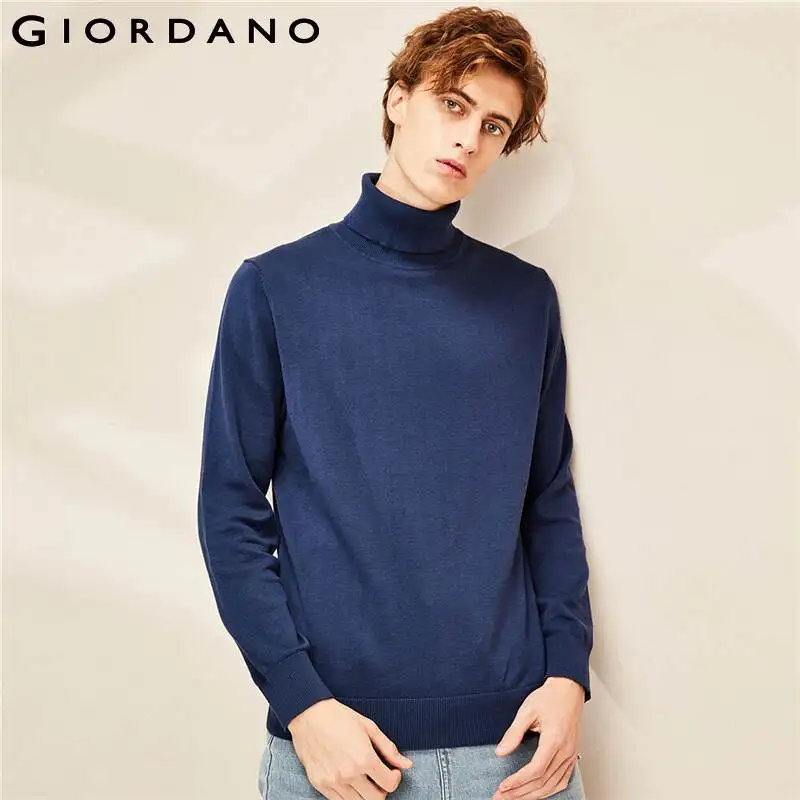 Buena Compra Giordano-suéter De punto De cuello alto para hombre, 100% De algodón suave, suave, 01059858 glLKpdeyQ