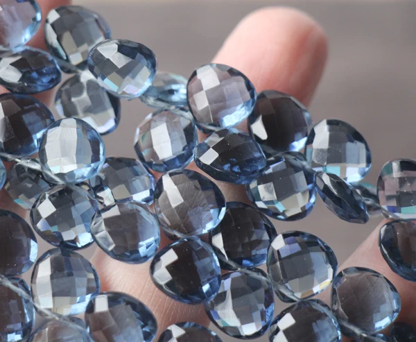 

40PCS Superb-Finest Quality,KYANITE BLUE Quartz Faceted heart Shape Briolettes, 10mm size,
