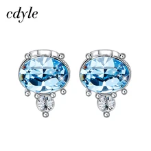 Cdyle, минималистичные милые небесно-голубые серьги с кристаллами Swarovski, детские серьги-гвоздики для девочек, Новое поступление, ювелирное изделие, подарок на день рождения