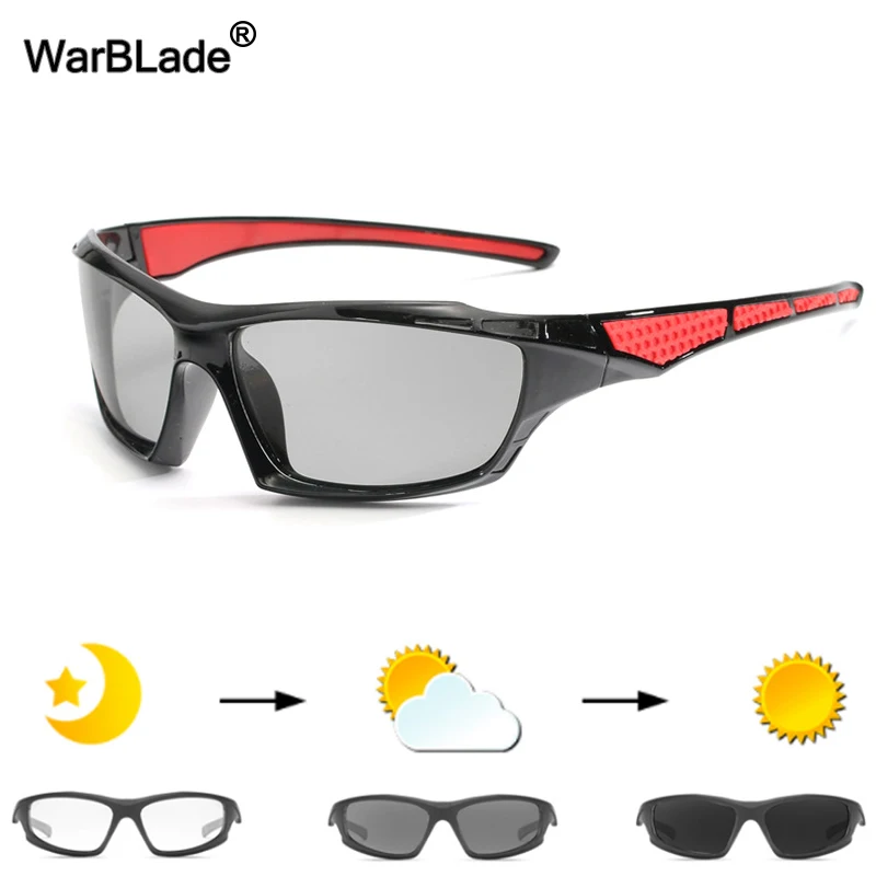 WarBLade, мужские фотохромные солнцезащитные очки, поляризационные солнцезащитные очки, HD очки для вождения, очки-хамелеоны, UV400, Дневные И Ночные очки для вождения - Цвет линз: B1019 red