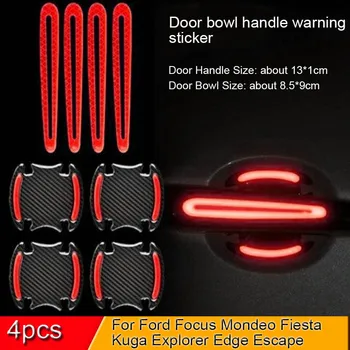 

5D Car Door Handle Bowl Sticker And Decals Auto Reflective Strip Warning Safety Film For Ford Focus Mondeo Fiesta Kuga Explorer