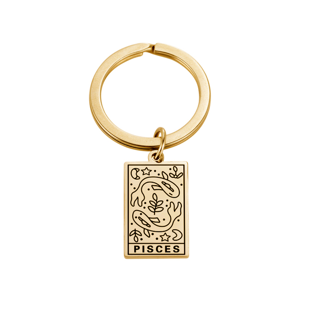 Zodiac 12 Constellation Keychain Women Men Leo Gemini Aries Cancer Pisces Virgo Keyring Stainless Steel Jewelry Gift