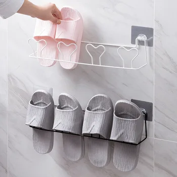 

Wall Mount Shoe Rack Storage Organizer Iron Shelf Slipper Organiser Stand Closet Cabinet Holder Hook Bathroom Save Space