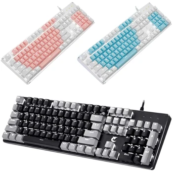 

Real Mechanical Keyboard Backlit RGB LED Gaming Keyboard 104 Key Wired USB Green Axis Mechanical Keyboard Game