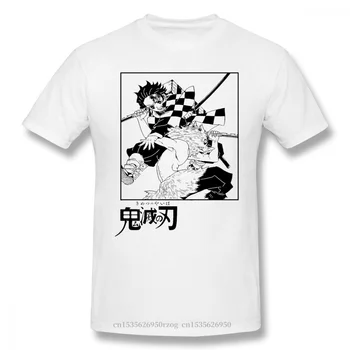

Demon Slayer Kimetsu No Yaiba Kamado Anime 2020 New Arrival T-Shirt Tanjirou Vs Inosuke Crewneck Cotton for Men