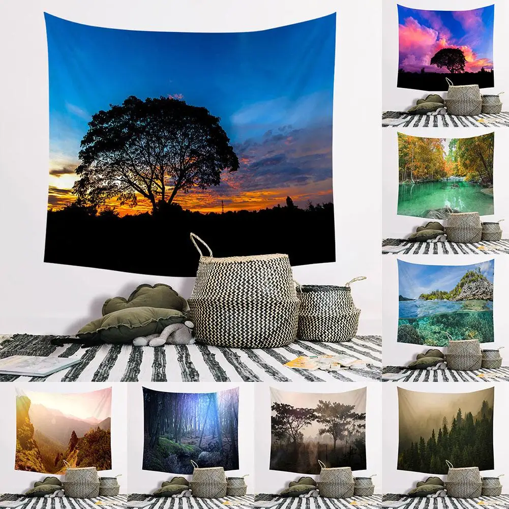 Forest River Mountain Landscape Wall Hanging Tapestry Blanket Shawl Backdrop | Дом и сад