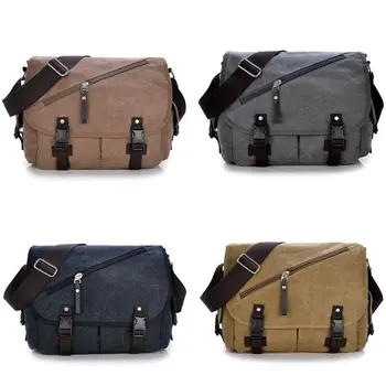 

Vintage Canvas Shoulder Bag Messenger Crossbody Briefcase Bag Male Travel Casual Shopping Tote Satchel Bags Handbag 4 Colors