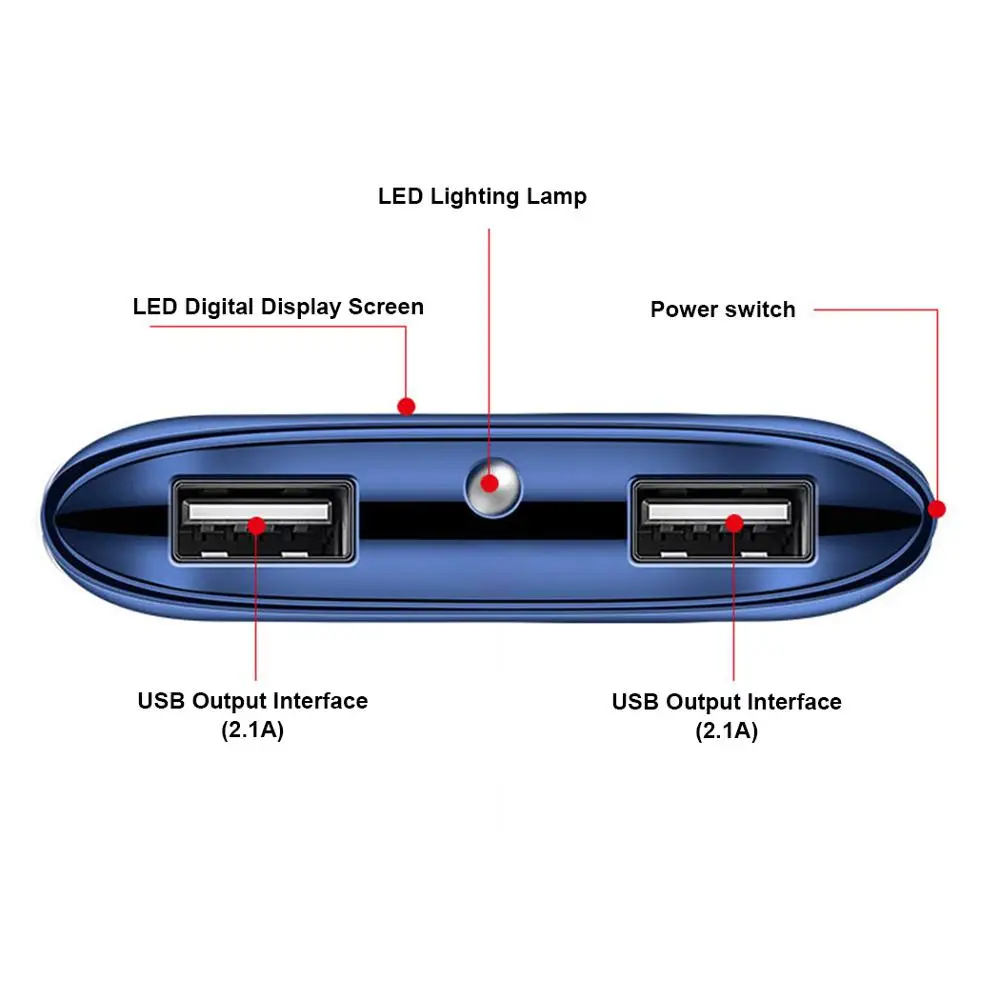10000 мАч Внешний аккумулятор внешний повербанк 2 USB LED портативное зарядное