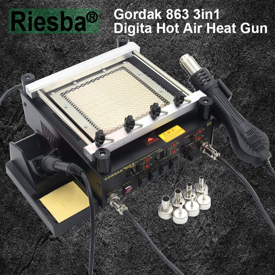 Gordak 863 3 в 1 цифровая Тепловая пушка BGA наладочная паяльная станция Электрический