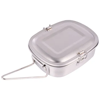 

Stainless Steel Lunch Box Simple Rectangle Shape Design Lunch Box Portable Single Layer Lunch Box for Travel Camping (Medium Siz