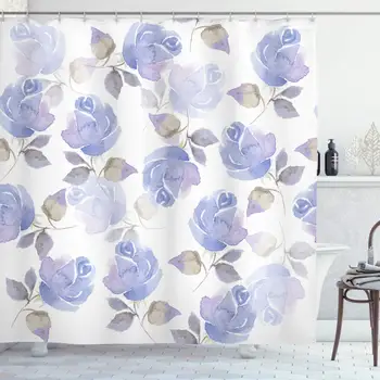 

Roses Decorations Collection, Faint Watercolor Swirling Roses Botanical Female Novelty Wonders Art of Mother Earth, Polyester