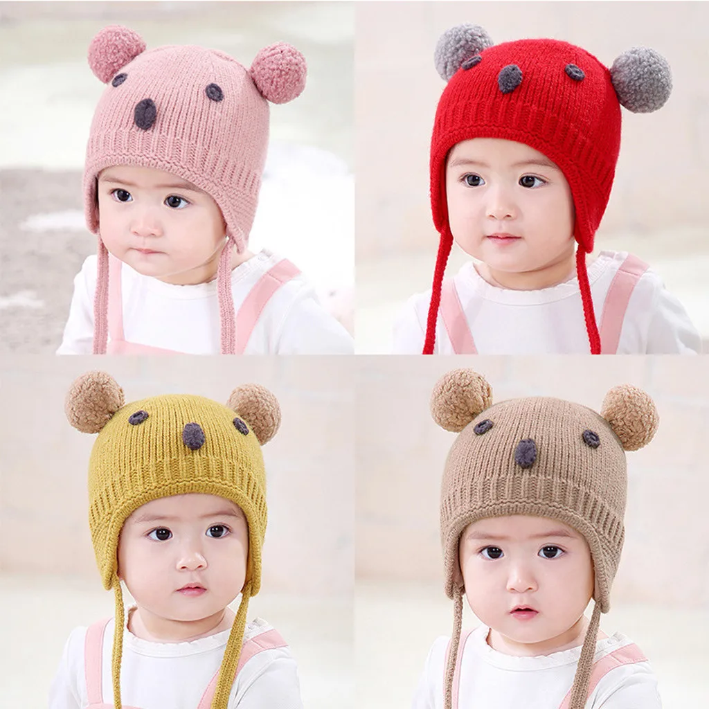 Шапочка для новорожденных девочек и мальчиков; enfant; коллекция года; зимняя теплая вязаная шапочка с ушками для новорожденных; реквизит для фотосессии