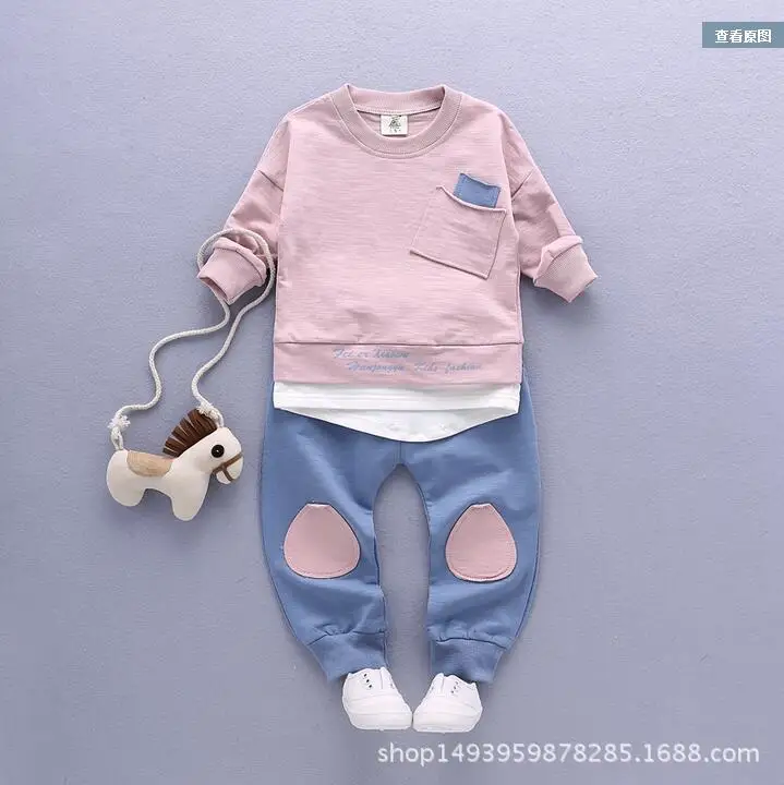WEPBEL/Одежда для детей комплекты для малышей детская осенне-летняя одежда для мальчиков спортивный костюм, комплект для мальчиков и девочек, Детский костюм, одежда - Цвет: Розовый