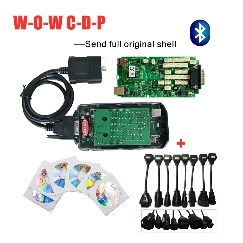 with bluetooth Одиночная плата с реле W-O-W C-D-P SNOOPER V5.008 R2 keygen на cd с bluetooth obd obd2 wow cdp+ 8pc автомобилей/грузовиков Кабели - Цвет: with bluetooth