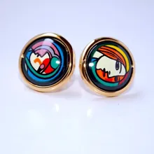 Перегородчатая эмаль, окрашенная вручную, в европейском стиле, пряжка для ушей, 16 цветов