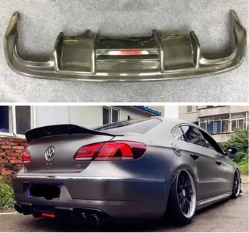 

Carbon fiber Rear Bumper Lip Spoiler Diffuser Cover For Volkswagen VW Passat CC 2013 2014 2015 2016 2017 (With Lamp)