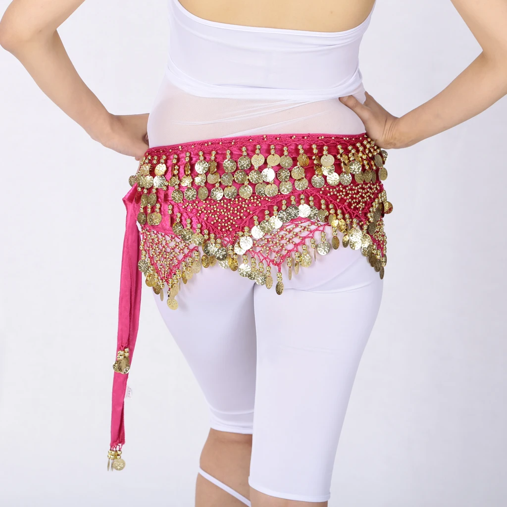 Women's Tassel Belly Dance Hip Scarf Hip Skirt Waist Chain With Gold Coins