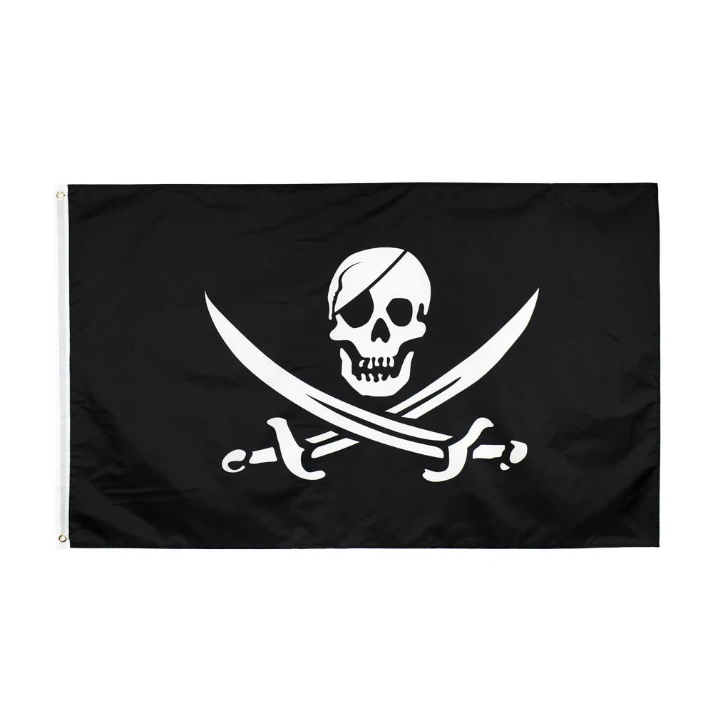 

90*150cm Large Skull Headband Crossbones Pirates Flag Jack Rackham Flag for decoration