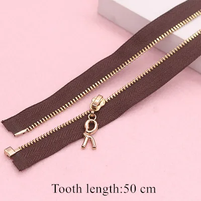 3# 50cm-75cm Metal Copper Zipper Head Open-end Zip Closure for Sewing Clothes Bag Skirt Zipper Repair Kit DIY Accessories 2pcs - Цвет: 19