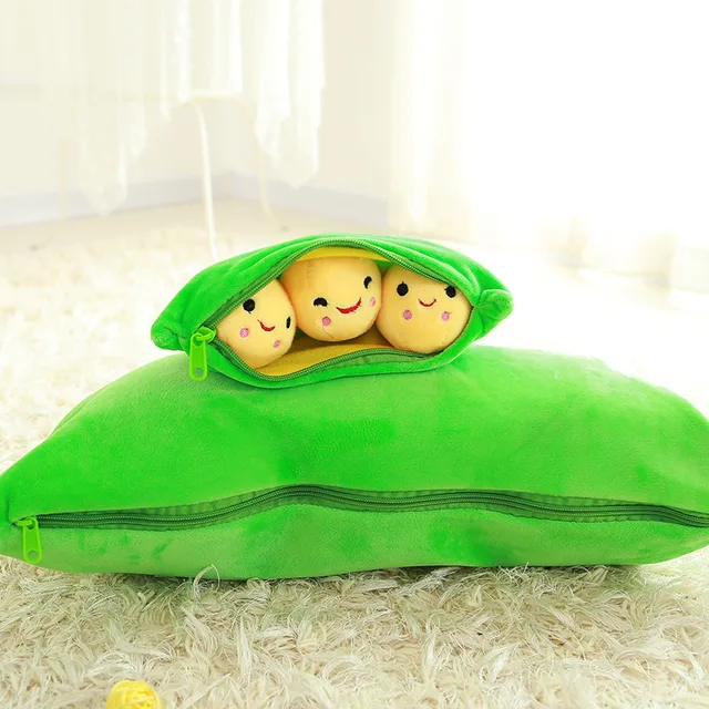 Cute 25CM Cute Kids Baby Plush Toy Pea Stuffed Plant Doll Kawaii for Children Boys Girls Gift High Quality Pea-shaped Pillow Toy 3