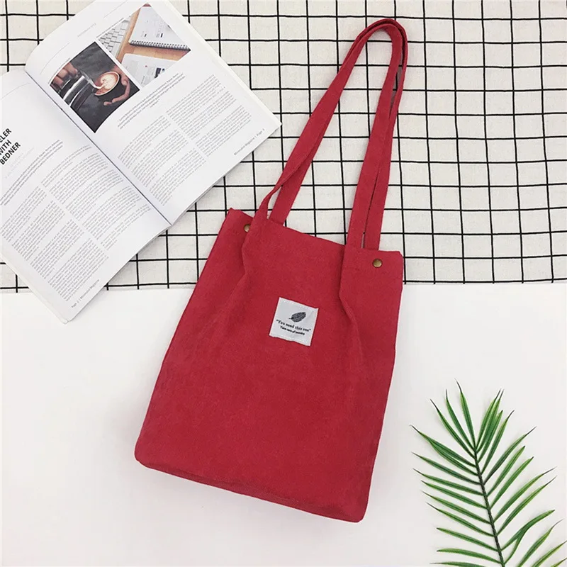 Jodimitty, Женские однотонные вельветовые сумки на плечо, сумка для покупок, большая посылка, сумки через плечо, кошельки, Повседневная сумка для женщин, сумка для книг - Цвет: red