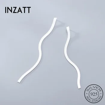 

INZATT Real 925 Sterling Silver Wave Chain MInimalist Drop Earrings For Elegant Women Party Fine Jewelry Accessories Gift