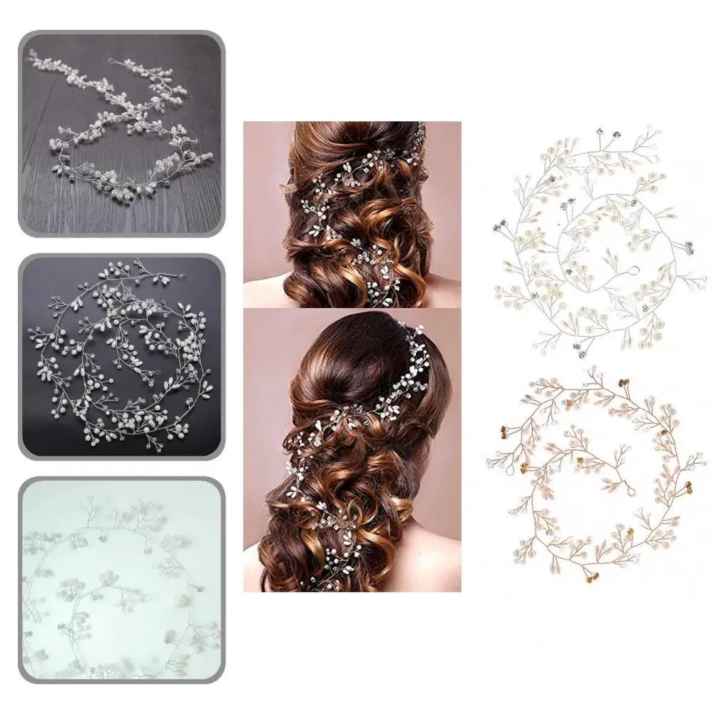 Useful Bridal Hair Vine Imitation Pearl Fake Simple Classical Hypoallergenic Wedding Head Piece |