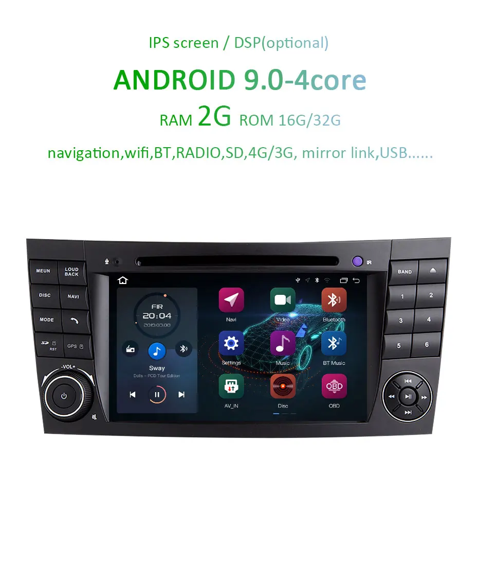Clearance Android 9.0 DSP IPS 64G Car Radio GPS For Mercedes Benz E-class W211 E200 E220 E300 E350 E240 E270 E280 CLS CLASS W219 2 DIN DVD 3