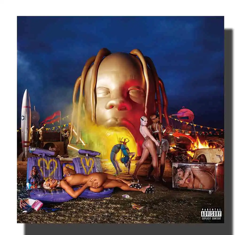 

M195 Travis Scott Astroworld Day Night Cover Poster 2018 Album Decor Poster Print Wall Decoration Canvas Room Decor 24x24 20x20