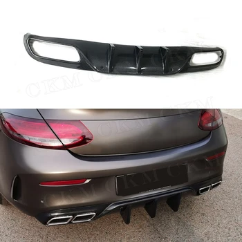 

C Class Carbon Fiber Rear Lip Spoiler For Benz C205 C63 AMG Sport Coupe 2 Door 2015 - 2019 Fins Shark Style Diffuser Plate
