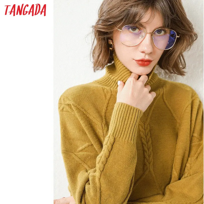 Tangada, женские джемперы, ассиметричный свитер, пэчворк, зима, Новое поступление, корейский толстый свитер оверсайз, твист, Женский пуловер, AQJ22