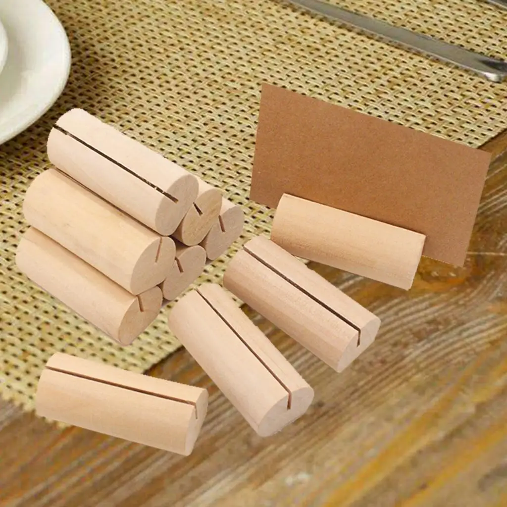 10Pcs Wood Place Card Holders, Table Number Holders, Wood Photo Holders, Ideal for Wedding Party Table Name and More